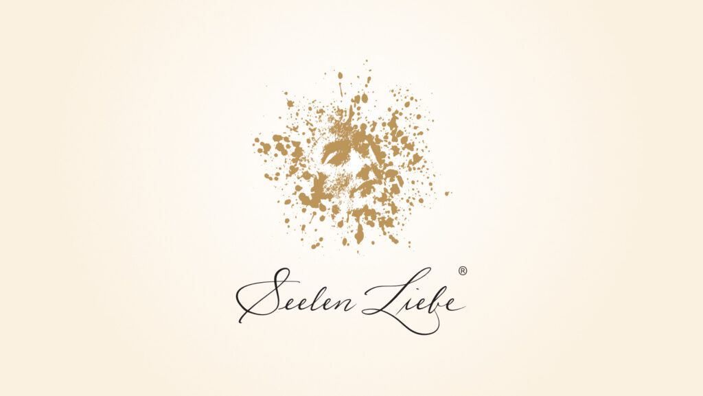 Das Logo von SeelenLiebe auf goldenem Grund